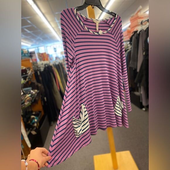 Sm Matilda Jane purple blue stripe long sleeve top - Picture 4 of 4